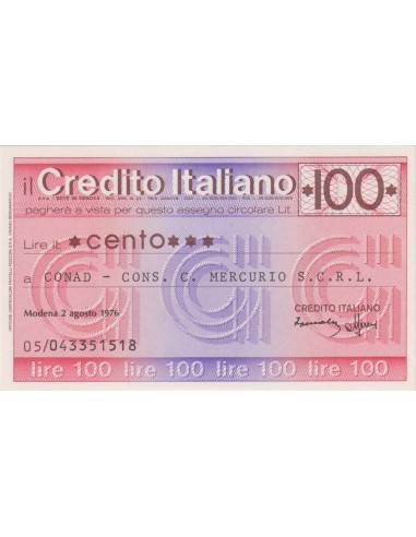 100 lire CONAD - Cons. C. Mercurio S.c.r.l. - 02.08.1976 - (CRIT18) FDS