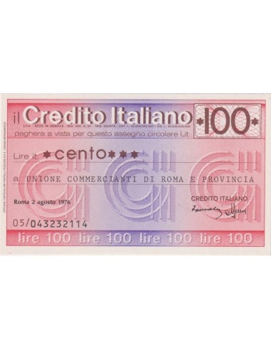 100 lire Unione Commercianti di Roma e Provincia - 02.08.1976 - (CRIT19) FDS