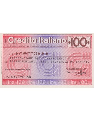 100 lire Ass. Commercianti e Rappresentanti Prov. di Taranto - 06.09.1976 - (CRIT29) FDS