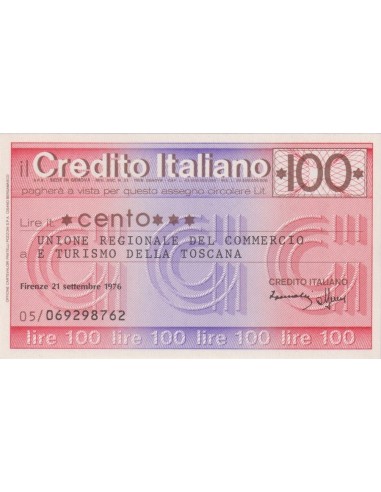 100 lire Unione Regionale Commercio e Turismo Toscana - 21.09.1976 - (CRIT34) FDS
