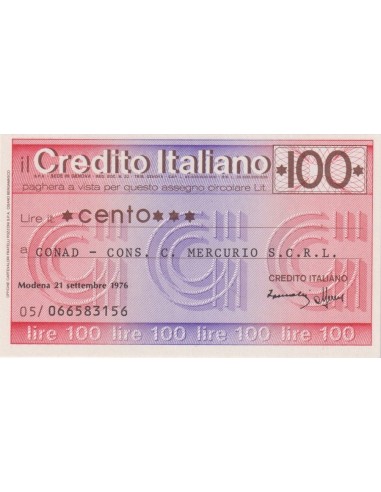 100 lire CONAD - Cons. C. Mercurio S.c.r.l. - 21.09.1976 - (CRIT37) FDS