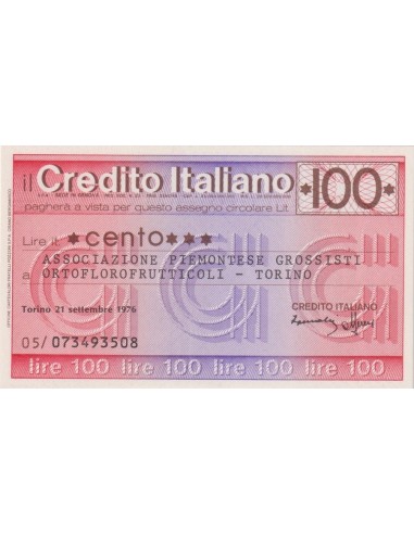 100 lire Ass. Piemontese grossisti Ortoflorofrutticoli - To - 21.09.1976 - (CRIT40) FDS