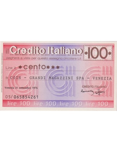 100 lire Coin - Grandi Magazzini Spa - Venezia - 21.09.1976 - (CRIT41) FDS