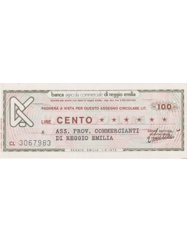 100 lire Ass. Prov. Commercianti di Reggio Emilia - 01.06.1976 - (BCRE2) FDS