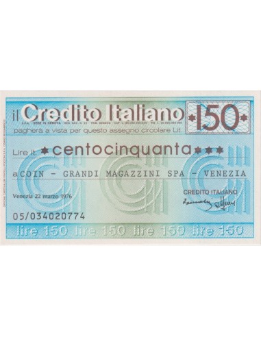 150 lire Coin - Grandi Magazzini Spa - Venezia - 22.03.1976 - (CRIT51) FDS