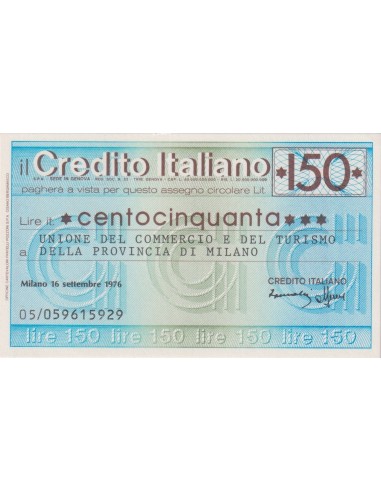 150 lire Unione Commercio e Turismo della Prov. di Milano - 16.09.1976 - (CRIT62) FDS