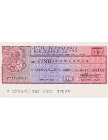 100 lire Associazione Commercianti - Torino - 17.08.1976 - (IBSPT16) FDS
