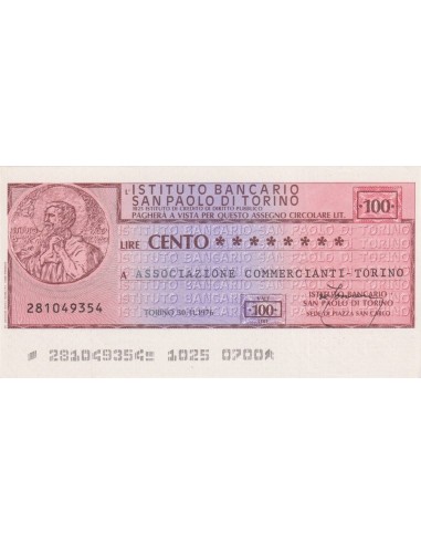 100 lire Associazione Commercianti - Torino - 30.11.1976 - (IBSPT20) FDS