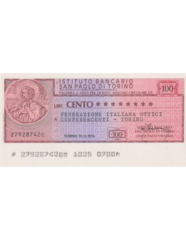 100 lire Federazione Italiana Ottici Confesercenti - Torino - 15.12.1976 - (IBSPT22) FDS