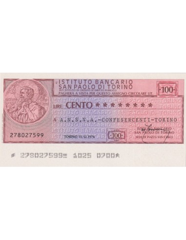 100 lire A.N.S.V.A - Confesercenti - Torino - 15.12.1976 - (IBSPT24) FDS