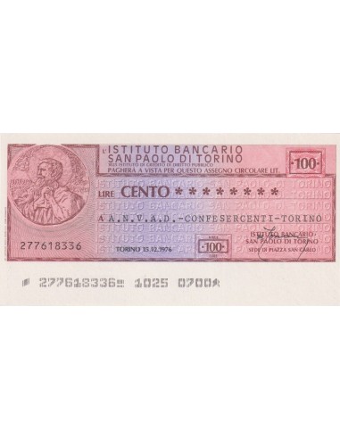 100 lire A.N.V.A.D. - Confesercenti - Torino - 15.12.1976 - (IBSPT25) FDS