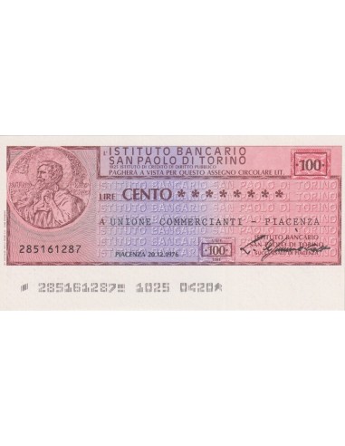 100 lire Unione Commercianti - Piacenza - 20.12.1976 - (IBSPT26) FDS