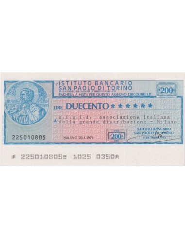200 lire a.i.g.i.d. - Milano (Sede di Milano)  - 23.01.1976 - (IBSPT33) FDS