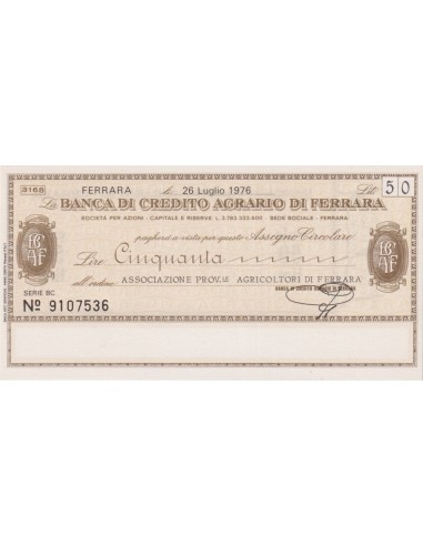 50 lire Associazione Prov.le Agricoltori di Ferrara - 26.07.1976 - (BCAF1) FDS