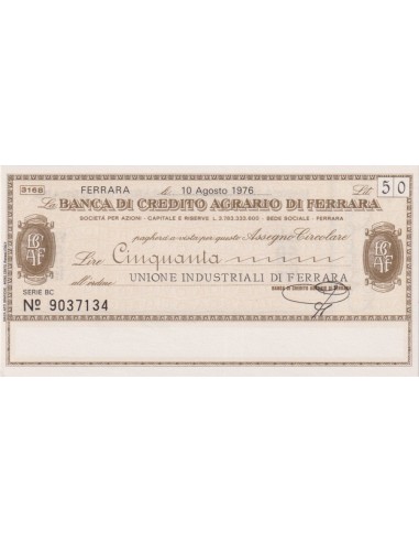 50 lire Unione Industriali di Ferrara - 10.08.1976 - (BCAF6) FDS