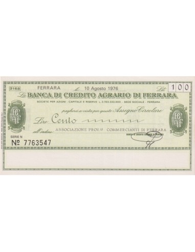 100 lire Associazione Prov.le Commercianti di Ferrara - 10.08.1976 - (BCAF30) FDS