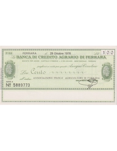 100 lire Associazione Provinciale Agricoltori di Ferrara - 29.10.1976 - (BCAF33) FDS