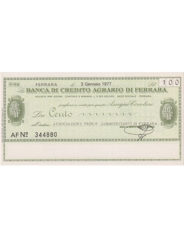 100 lire Associazione Prov.le Commercianti di Ferrara - 03.01.1977 - (BCAF34) FDS
