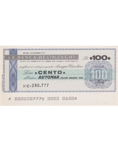 100 lire Adalberto Jenei s.p.a. - 30.11.1977 - (BBEL12) FDS