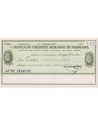 100 lire Associazione Prov.le Commercianti di Ferrara - 04.04.1977 - (BCAF36) FDS