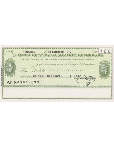 100 lire Confesercenti - Ferrara - 19.09.1977 - (BCAF47) FDS