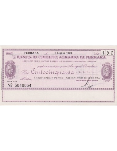 150 lire Associazione Prov.le Agricoltori di Ferrara - 01.07.1976 - (BCAF51) FDS