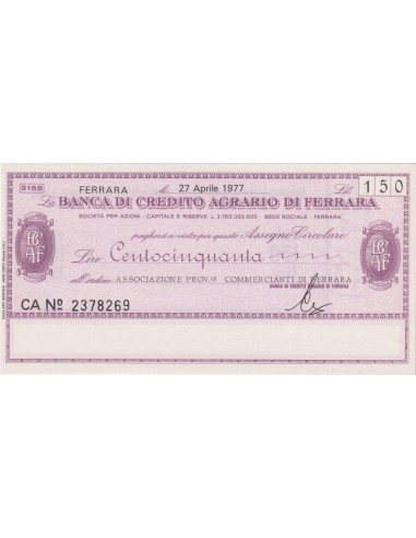 150 lire Associazione Prov.le Commercianti di Ferrara - 27.04.1977 - (BCAF57) FDS