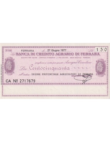150 lire Unione Provinciale Agricoltori di Ferrara - 27.06.1977 - (BCAF58) FDS
