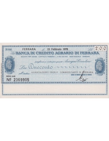 200 lire Associazione Prov.le Commercianti di Ferrara - 23.02.1976 - (BCAF62) FDS