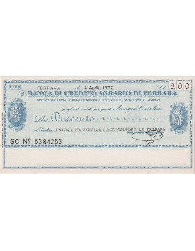 200 lire Unione Provinciale Agricoltori di Ferrara - 04.04.1977 - (BCAF69) FDS