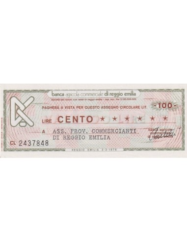 100 lire Ass. Prov. Commercianti di Reggio Emilia - 03.03.1976 - (BCRE1) FDS