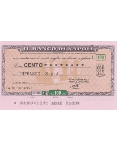 100 lire INFRASUD - S.p.A. - 02.02.1976 - (BDN7) FDS
