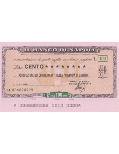 100 lire Associazione dei Commercianti Prov. di Caserta - 01.03.1976 - (BDN12) FDS
