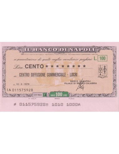 100 lire Centro Diffusione Commerciale - Locri - 12.03.1976 - (BDN24) FDS