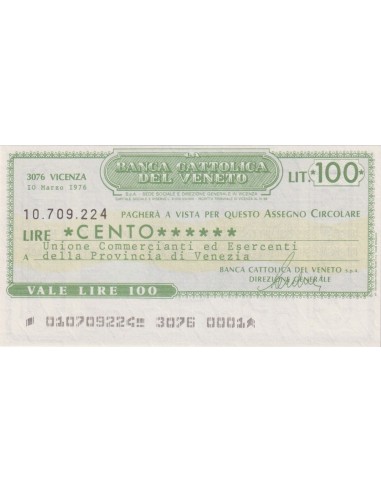 100 lire Unione Commercianti ed Esercenti della Prov. di Venezia - 10.03.1976 - (BCV6) FDS