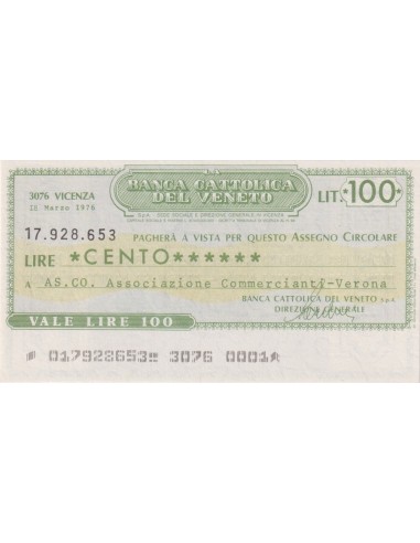 100 lire AS.CO. Associazione Commercianti - Verona - 18.03.1976 - (BCV12) FDS