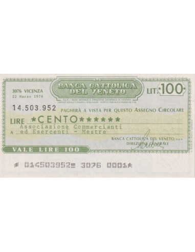 100 lire Associazione Commercianti ed Esercenti - Mestre - 22.03.1976 - (BCV17) FDS