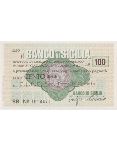 100 lire F.I.P.E. Sez. Prov.le Catania - 02.04.1976 - (BSIC7) FDS