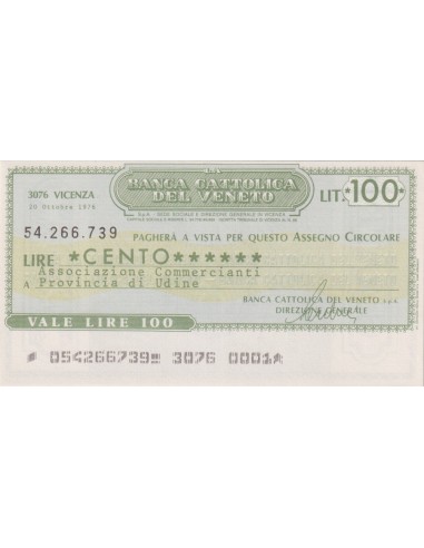 100 lire Associazione Commercianti Provincia di Udine - 20.10.1976 - (BCV58) FDS