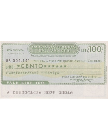100 lire Confesercenti - Rovigo - 29.10.1976 - (BCV66) FDS