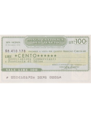 100 lire Associazione Commercianti Provincia di Udine - 20.11.1976 - (BCV72) FDS