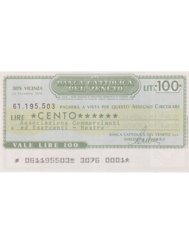 100 lire Associazione Comm. ed Esercenti - Mestre - 14.12.1976 - (BCV75) FDS
