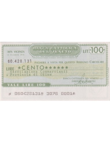 100 lire Associazione Commercianti Provincia di Udine - 14.12.1976 - (BCV78) FDS