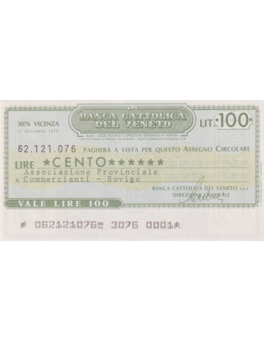100 lire Associazione Provinciale Commercianti - Rovigo - 17.12.1976 - (BCV80) FDS