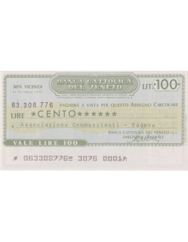 100 lire Associazione Commercianti - Padova - 21.12.1976 - (BCV83) FDS