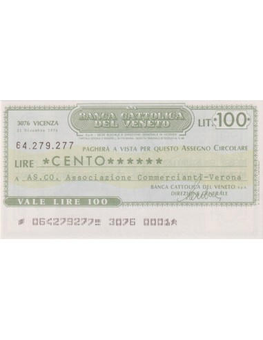 100 lire AS.CO. Associazione Commercianti - Verona - 21.12.1976 - (BCV85) FDS