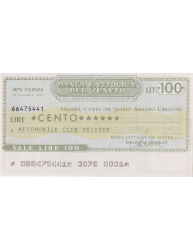 100 lire Automobile Club Trieste - 29.12.1976 - (BCV90) FDS