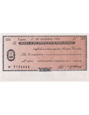 50 lire Associazione Commercianti - Trento - 30.11.1976 - (BTB14) FDS