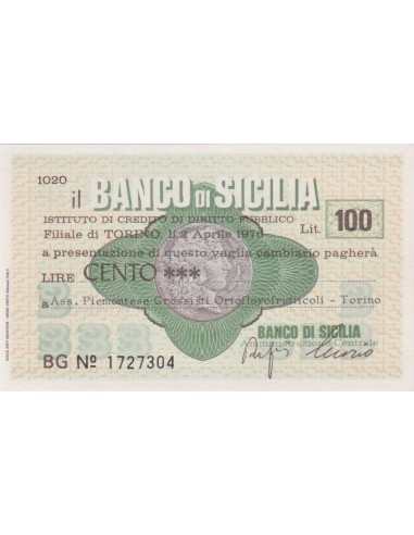 100 lire Ass. Piemontese Grossisti Ortoflorofrutticoli - To - 02.04.1976 - (BSIC19) FDS