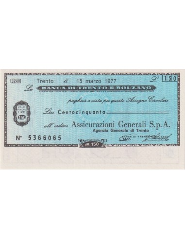 150 lire Assicurazioni Generali S.p.A. - 15.03.1977 - (BTB55) FDS